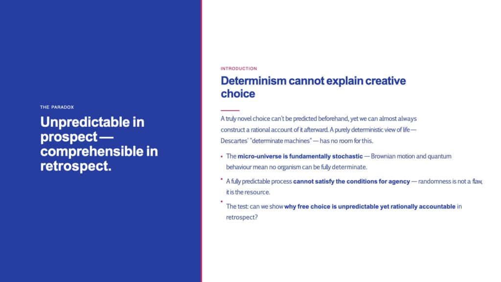 How organisms make choices; how creativity is created.